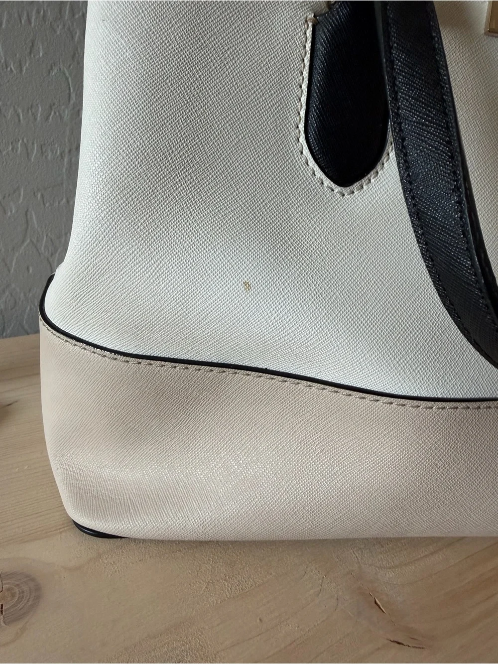 kate spade Two-Tone White and Beige Satchel with Black Handles
